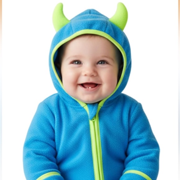 New PatPat Blue Monster Hoodie for Babies warm jacket size 0-3 months - Picture 2 of 13